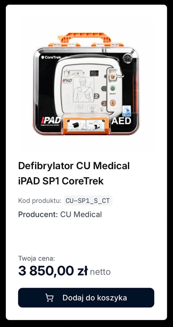Karta produktu na platformie — Defibrylator CU Medical iPAD SP1 CoreTrek