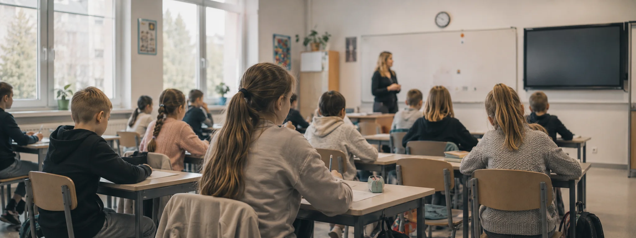 Uczniowie w klasie podczas lekcji